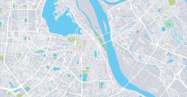 Mapa da cidade de vetor urbano de Hanói, Vietnã — Vetor de Stock