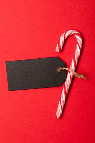 带有空白礼券的圣诞糖果手杖 — 图库照片