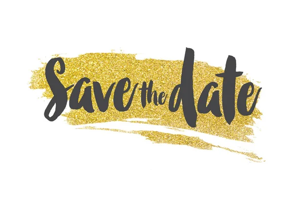 Save the date message on a gold glitter background — Stock Photo, Image