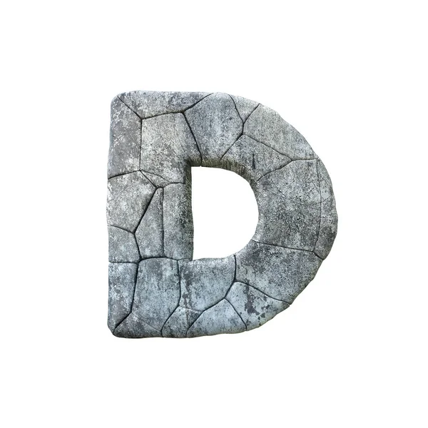 Letter D gebarsten grunge steen rots lettertype 3D Rendering — Stockfoto