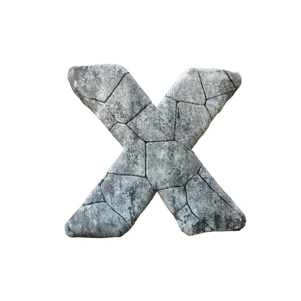 Lettera X cracked grunge stone rock font 3D Rendering — Foto Stock