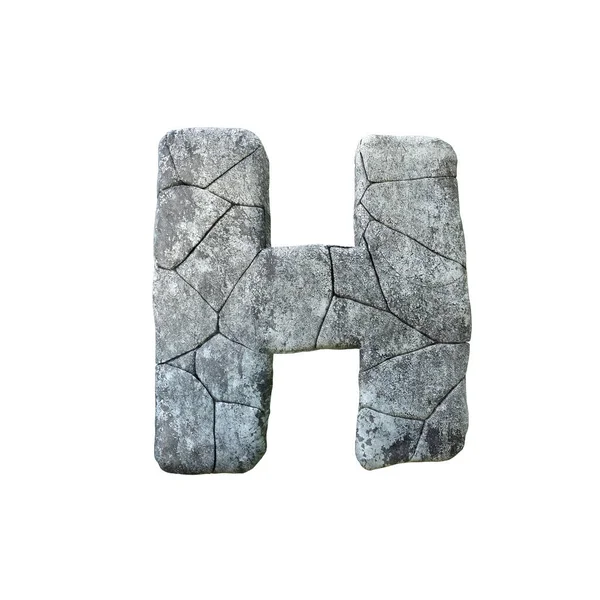 Letter H cracked grunge stone rock font 3D Rendering — Stock Photo, Image