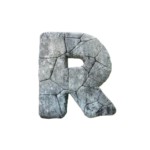 Carta R rachado grunge pedra rock fonte 3D Renderização — Fotografia de Stock