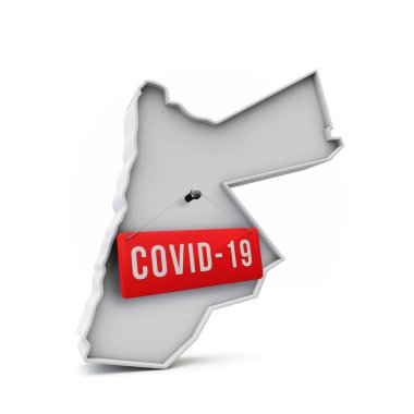 covid-19 kırmızı etiketli Jordan basit 3B haritası.