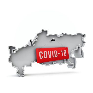 Rusya covid-19 kırmızı etiketli basit 3D harita.