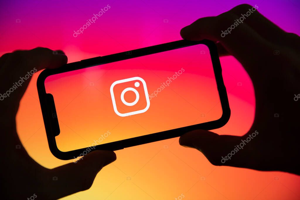LONDON, UK - June 2020: An instagram logo on the screen of a smartphone