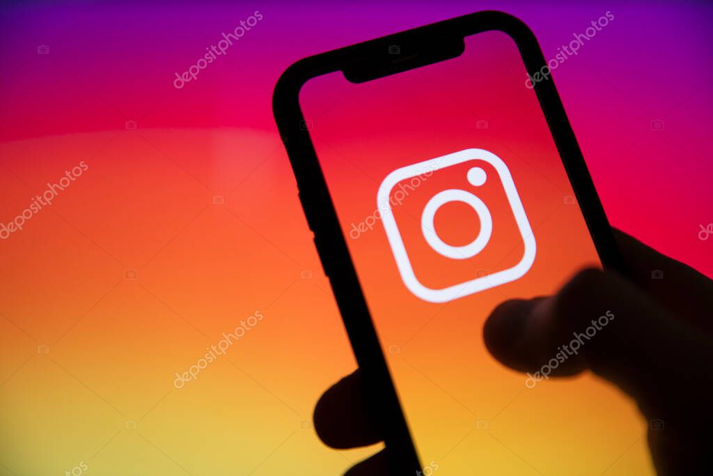 LONDON, UK - June 2020: An instagram logo on the screen of a smartphone