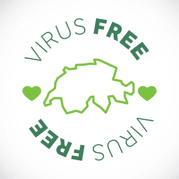 Suiza mapa cornavirus free zone. Área libre de virus . — Vector de stock