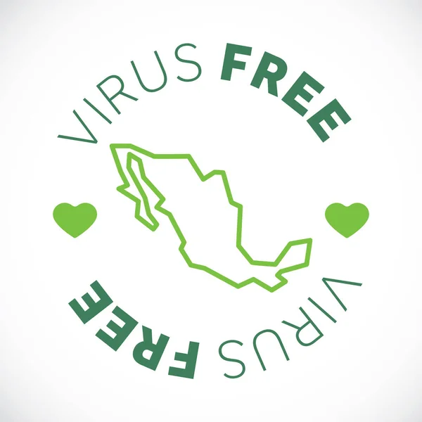 México mapa zona libre de cornavirus. Área libre de virus . — Vector de stock