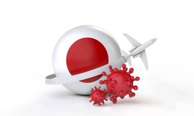 Japan cononavirus outbreak travel concept. 3D Rendering. clipart