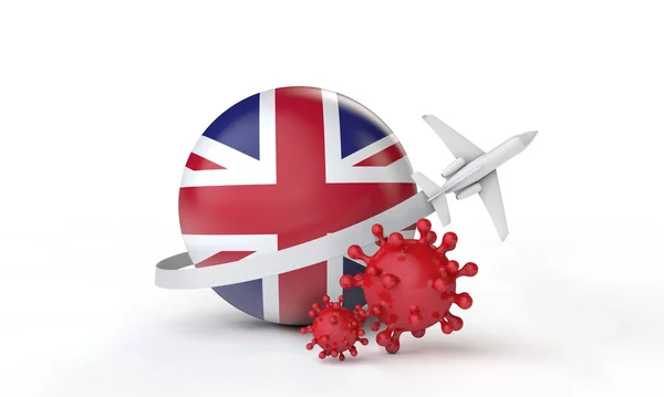 Großbritannien Cononavirus Ausbruch Reisekonzept. 3D-Rendering. — Stockfoto