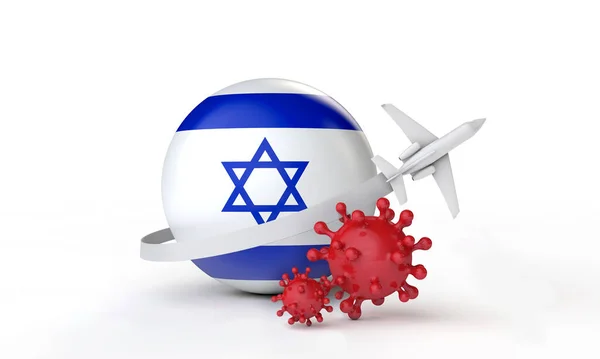 Ισραήλ cononavirus ξέσπασμα ταξιδιωτική έννοια. 3D απόδοση. — Φωτογραφία Αρχείου