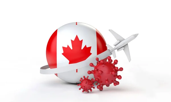 Canada cononavirus uitbraak reisconcept. 3D-weergave. — Stockfoto