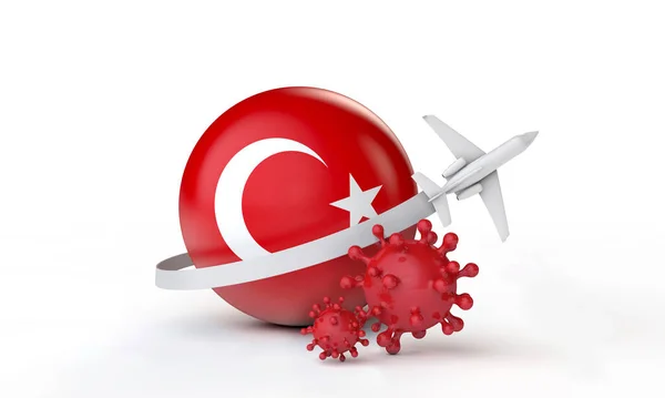 Turki kononavirus konsep perjalanan wabah. Perenderan 3D. — Stok Foto