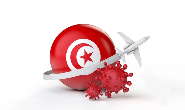 Tunisia cononavirus outbreak travel concept. 3D Rendering. — Stock Photo, Image