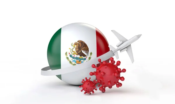メキシコのコナウイルス発生旅行の概念。3Dレンダリング. — ストック写真