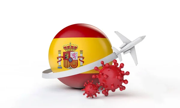 Spain cononavirus outbreak travel concept. 3D Rendering. — Stock Photo, Image