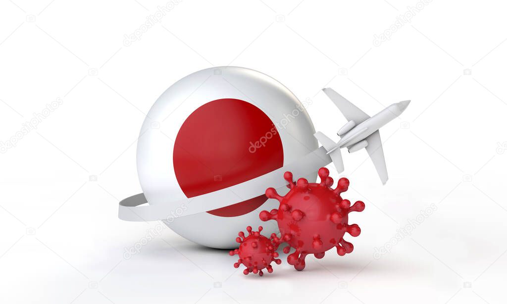 Japan cononavirus outbreak travel concept. 3D Rendering.