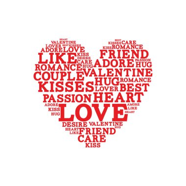 Sevgililer Günü için romantik aşk sözcük bulutu