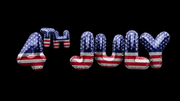 4th of July USA flag floating balloons celebration banner — Stock Video