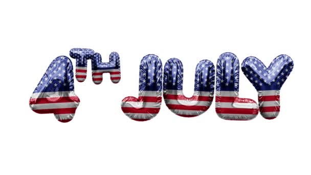 七月四日美国国旗飘扬气球庆祝横幅 — 图库视频影像