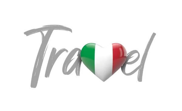 Reisen Italien Liebe Herz Flagge. 3D-Rendering — Stockfoto