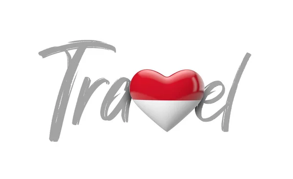 Viagem Indonésia amo bandeira do coração. Renderização 3D — Fotografia de Stock