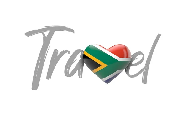 旅行南非喜欢心旗。3D渲染 — 图库照片