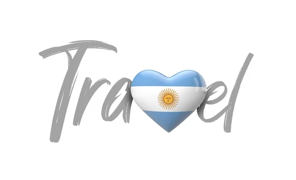 Resor Argentina älskar hjärta flagga. 3D-återgivning — Stockfoto