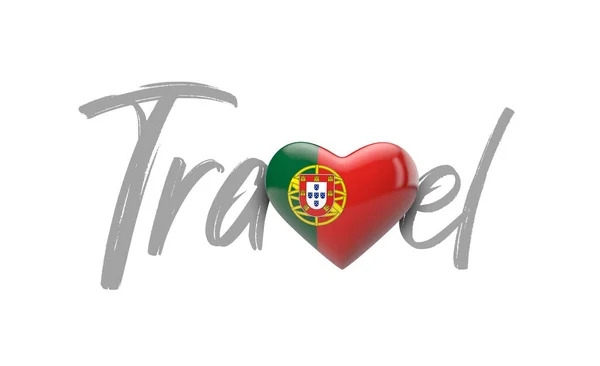 Reisen Portugal love heart flag. 3D-Rendering — Stockfoto