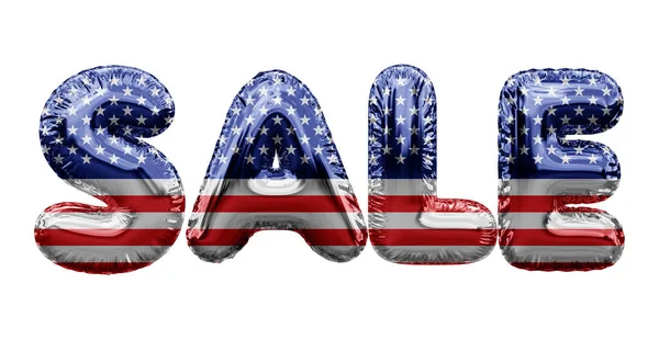 Sale USA stars and stripes foil balloon word. 3D Rendering — Stock Photo, Image