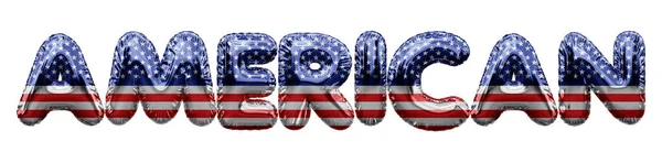 American USA stars and stripes foil balloon word. Renderizado 3D —  Fotos de Stock