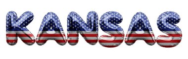 Kansas State yıldızları ve çizgili balon kelime. 3B Hazırlama