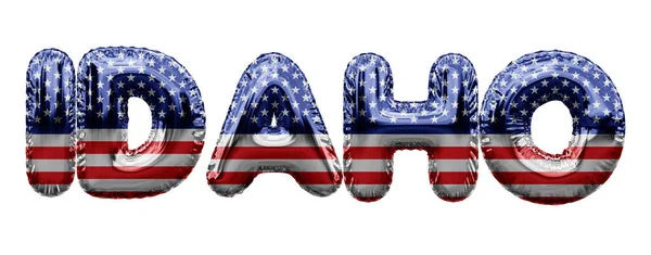 Idaho USA state stars and stripes foil balloon word. 3D Rendering — Stock Photo, Image