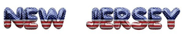 New Jersey USA state stars and stripes foil balloon word. 3D Rendering — Stock Photo, Image