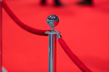 Red carpet barrier rope. VIP private entrance clipart