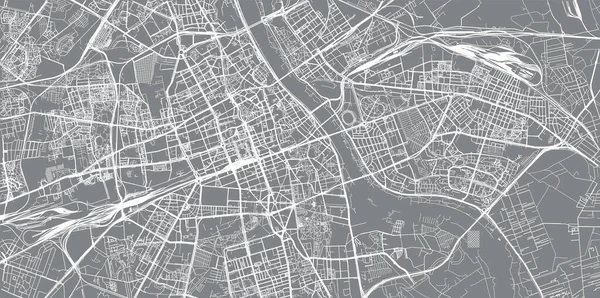 Mapa urbano de Varsovia, Polonia — Vector de stock