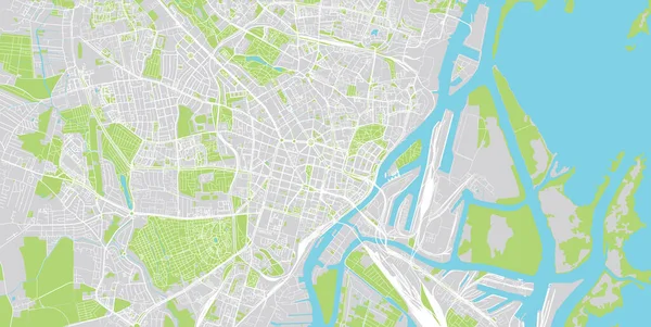 Mappa città vettoriale urbana di Szczecin, Polonia — Vettoriale Stock