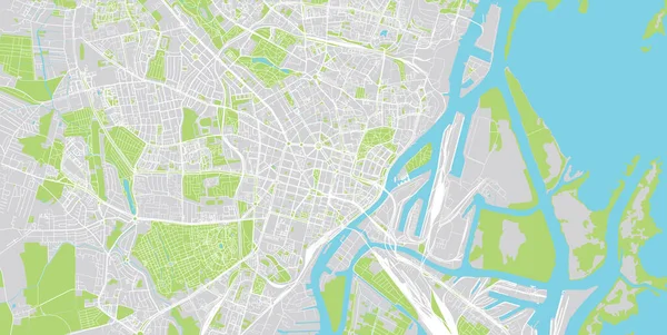 Mapa urbano de Szczecin, Polonia — Vector de stock