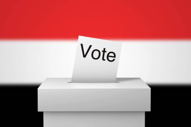 Yemen seçim sandığı ve oy kağıdı. 3B Hazırlama