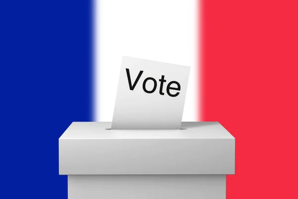 Francouzská volební urna a hlasovací lístek. 3D vykreslování — Stock fotografie