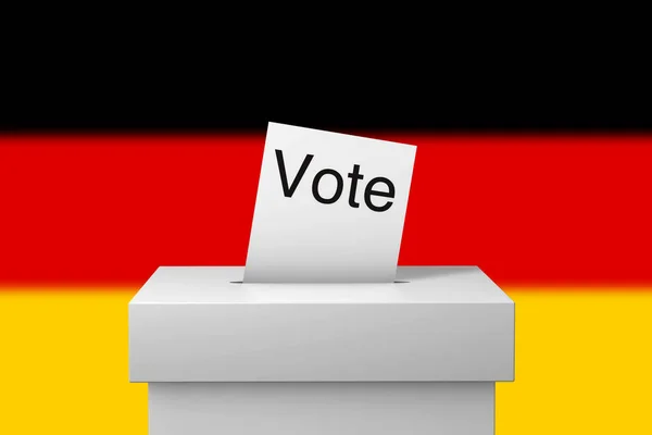 Almanya seçim sandığı ve oy kağıdı. 3B Hazırlama — Stok fotoğraf