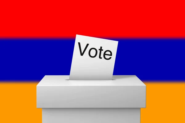 Ermenistan seçim sandığı ve oy pusulası. 3B Hazırlama — Stok fotoğraf