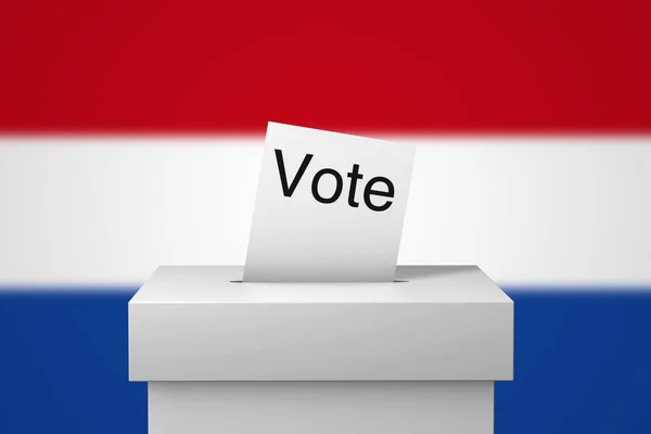 Holenderska urna wyborcza i papier do głosowania. Renderowanie 3D — Zdjęcie stockowe