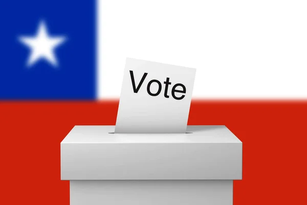 Chilská volební urna a hlasovací lístek. 3D vykreslování — Stock fotografie