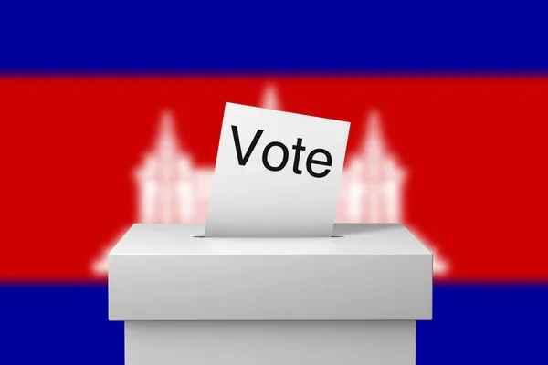 Εκλογική κάλπη στην Καμπότζη και ψηφοδέλτιο. 3D απόδοση — Φωτογραφία Αρχείου