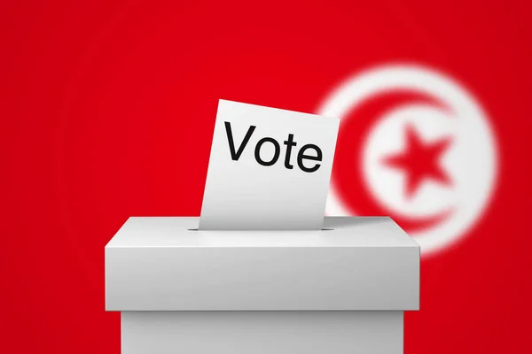 Εκλογική κάλπη και ψηφοδέλτιο Τυνησίας. 3D απόδοση — Φωτογραφία Αρχείου