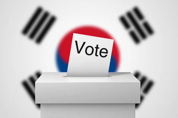 Dél-Korea választási urna és szavazólap. 3D Renderelés — Stock Fotó