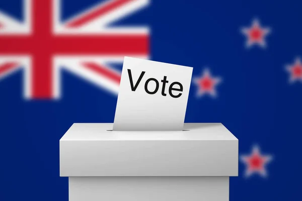New Zealand election ballot box and voting paper. 3D Rendering — Stock Photo, Image