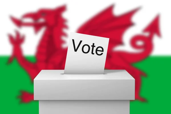 Уельс обирає виборчий бюлетень і газету для голосування. 3D Рендерінг — стокове фото